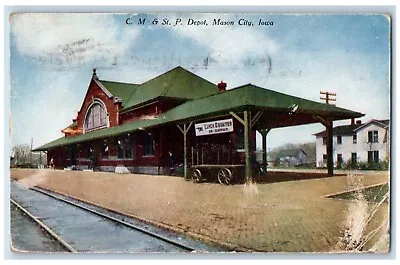 1909 C. M. & St. P. Depot Train Station Mason City Iowa IA Antique Postcard • $14.98