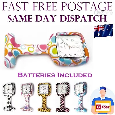 Nurse FOB Watch Watches Pocket Clip On Analog Silicone Square Patterned Brooch • $16.95