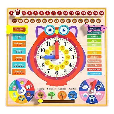 Montessori Wooden Calendar Board Kids Educational Toys Children's Teaching Clock • $37.09