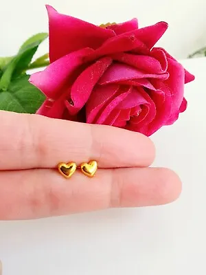 Women's Girl's Baby Gold Plated Tiny Heart Studs Kids Screw Back Studs Earrings  • £7.99