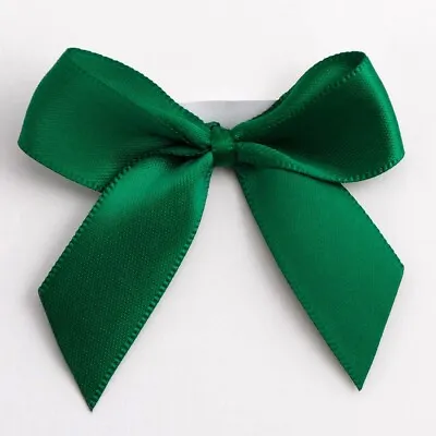 Satin Bows 6 X 5cm Self Adhesive Ribbon Pre Tied Large Bow Gift Craft Stick On • £2.79