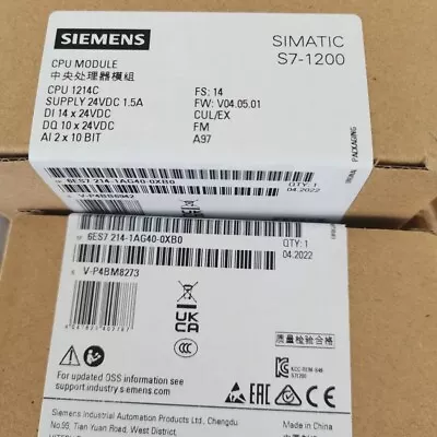 $239.55 • Buy New SIEMENS 6ES7 214-1AG40-0XB0 6ES7214-1AG40-0XB0 S7-1200 CPU 1214C CPU Module