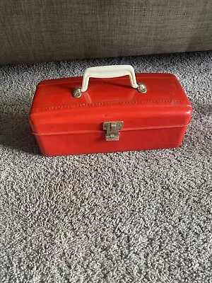 Vintage Metal Tackle Box With Vintage Tackle Included. Red  • $35