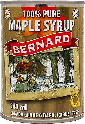 3 Cans Of Bernard Canada Grade A Dark Robust Taste Maple Syrup 18oz/540 Ml Each • $44