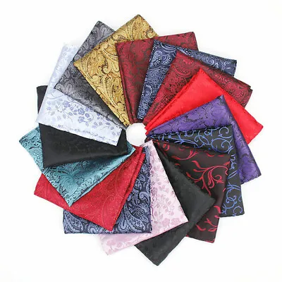 Square Mens Pocket Silk Paisley Handkerchief Floral Hanky Wedding Party 23*23CM • £3.10