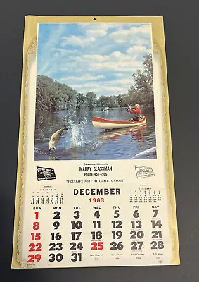 Vintage 1963 Sportsman Calendar Advertising Owatonna Minnesota Maury Glassman • $10.99