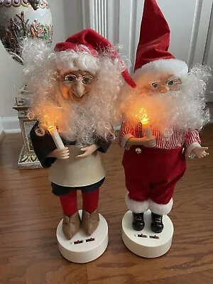 Vintage Telco Motionette~19” Elf And Santa With Candle 1994 Lights Music Motion • $43