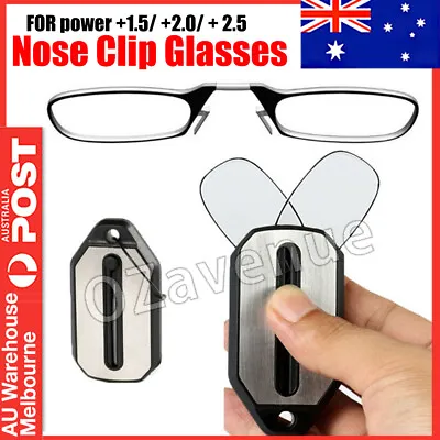 Mini Nose Clip On Portable Reading Glasses Rimless Key Chain Wallet Magnifying • $8.29
