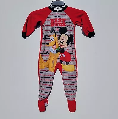 Vintage Disney Mickey Mouse  Best Buds  Toddler Boys Pajamas 4T Footed Sleeper • $17.99