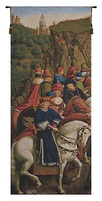 Just Judges Belgian Medieval Horses And Knights Woven Tapestry Wall Hanging • $97