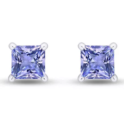 5mm Princess Cut Simulated Tanzanite Stud Earrings In 925 Sterling Silver • $18.39