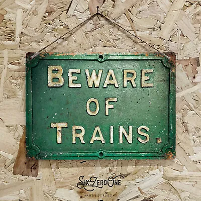 Beware Of Trains Metal Sign Landscape - 3 Colours Train Station Worn Look Rail • £4.99