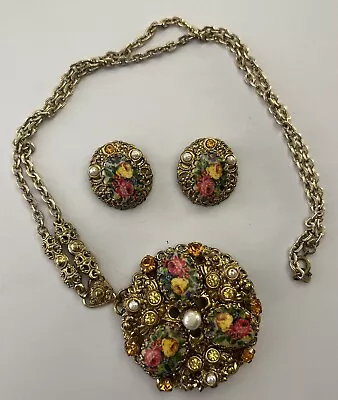 Vintage Western Germany Necklace Pendant & Earring Set • $175