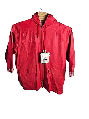 MISTY HARBOR Hooded Waterproof Rain Jacket Red Lined City Slicker Size 3X NWT • $84.91