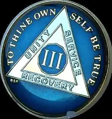 3 Year Midnight Blue AA Medallion Alcoholics Anonymous Chip Tri-Plate Gold Plate • $17.94