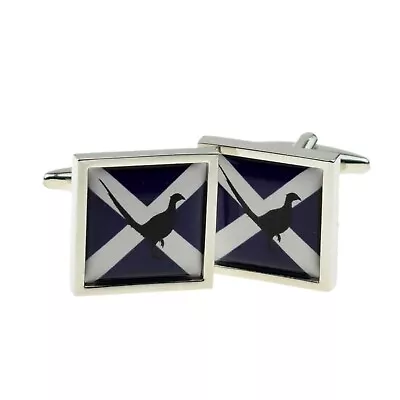 CUFFLINKS Scottish Saltire Flag With Pheasant Game Bird Design Present Gift Box • £15.73