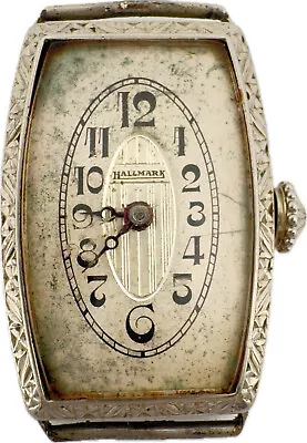 Vintage Hallmark Ladies Mechanical Wristwatch Blancpain 14k White GF Art Deco • $80