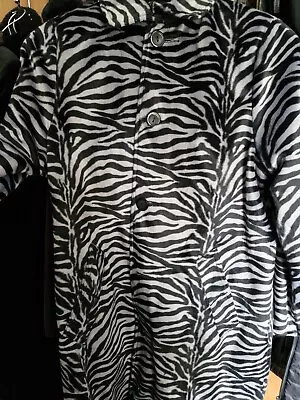 Animal Zebra Print COAT Armpit-Armpit Fastened 20  Length 34  Reversible Black • £10