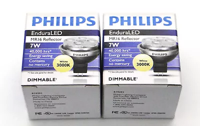 TWO Philips LED 7Watt  7GU5.3MR16-E  DIM 12V 24 Degree  Dimmable Reflector  NEW • $25.99