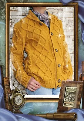 Made To Order Men's Hand Knit Cardigan Sweater Wool Hand Knit Jacket 49b • $250