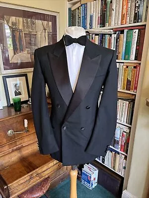 Moss Bros Of Covent Garden Peak Lapelled Black Wool Blend Dinner Jacket • £29.99
