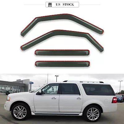 Window Visor In-channel Rain Guards Dark Smoke 4Pc Set For 97-17 Ford Expedition • $39.99