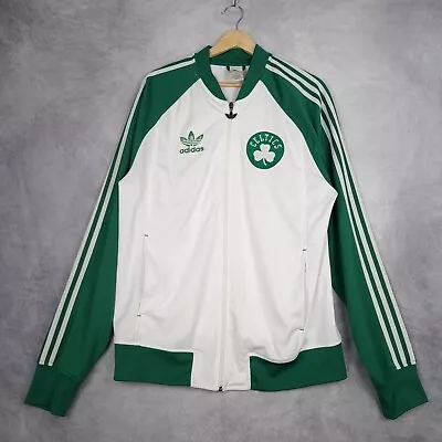 Adidas Boston Celtics Track Warm Up Jacket Mens Medium White Green Superstar Zip • $68.88