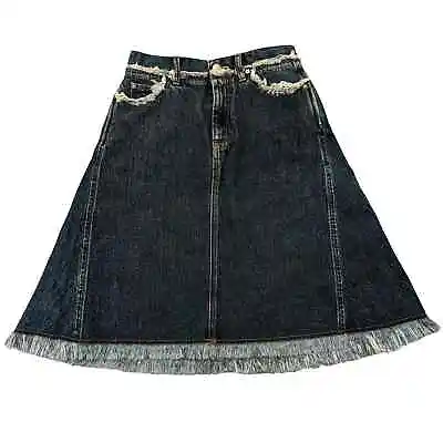 Acne Studios Gisella Denim Jean Skirt Distressed Knee Length • $74.66