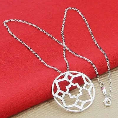 925 Sterling Silver Octagon Mandala Pendant Chain Necklace Fashion Accessories • $11.14