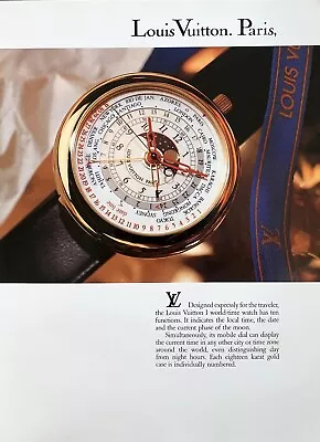 1989 LOUIS VUITTON World-Time Watch Paris- Pushkar 3Page Original PRINT AD • $12.50