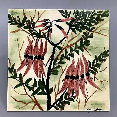 Martin Boyd Hand Painted Tile Sturt's Desert Pea • $165