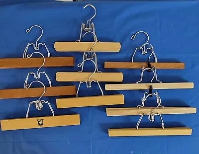 Vintage Wooden Clamp Hangers Pants Skirts Various Sizes Lot Of 10 Rotating Hooks • $13.50