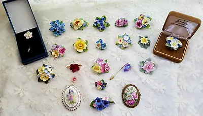 £5 • Buy China, Porcelain Floral Brooch, Pin, Badge - Collectable - Vintage Jewellery