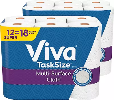 Multi-Surface Cloth Paper Towels Task Size - 12 Super Rolls (2 Packs Of 6) - 81 • $25.96