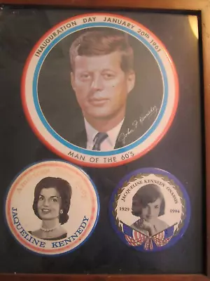 JFK Inauguration Pass Button/2 Jacqueline Kennedy Buttons-all Original • £18.99