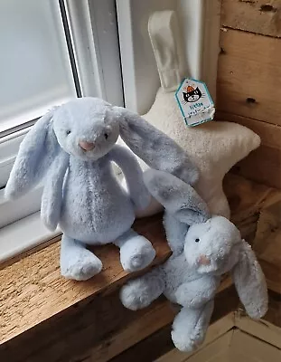 Jellycat Bunny Star Musical Pull Toy And Small Bashful Blue Bunny • £29.99