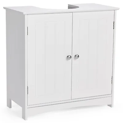 Under Sink Bathroom Cabinet | White Under Sink Storage Unit | VonHaus • £46.99