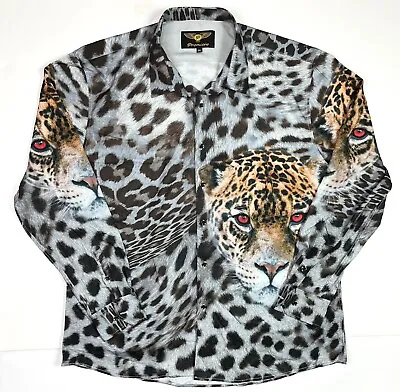 Premiere Leopard Print Long Sleeve Button Down Shirt - 4XL - Pre-Owned • $24.80