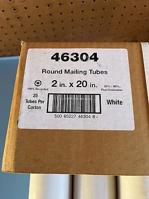 Round Mailing Tubes 25pcs 2”x20” White With End Caps • $9.99