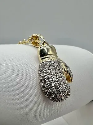 Real 9ct Gold Heavy Pendant - Cz Boxing Glove With Optional Solid 9ct Gold Chain • £430