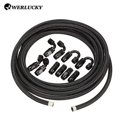 20FT AN6-6AN Stainless Steel Braided Oil Fuel Line + Fittings Hose Adaptor KIT • $48.85