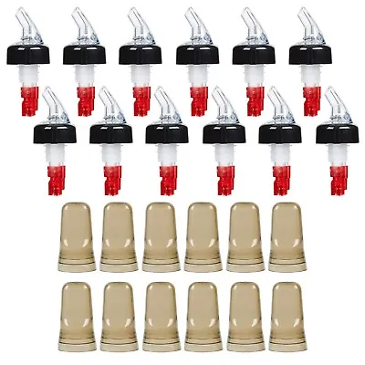 (12 Pcs) 1 Oz. Measured Liquor Pourers With Translucent Dust Cap Covers (12pcs) • $50.88