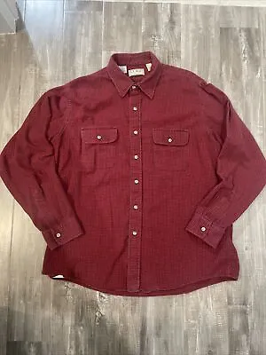 Vintage LL Bean Flannel Shirt Button Red Medium L USA • $25.95