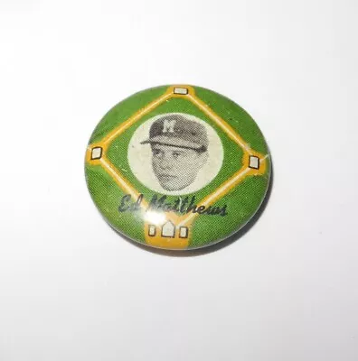 1956 Yellow Basepath PM15 Baseball Pin Ed Mathews Milwaukee Braves NEAR MINT • $146.25