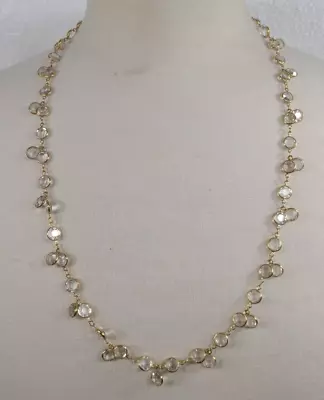 Vintage Swan Signed Swarovski Necklace Clear Bezel Crystals Gold Tone Dangle • $49.99