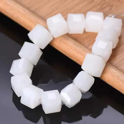 3mm 4mm 6mm 8mm 10mm Cube Faceted Crystal Glass Loose Craft Spacer Beads • £2.46