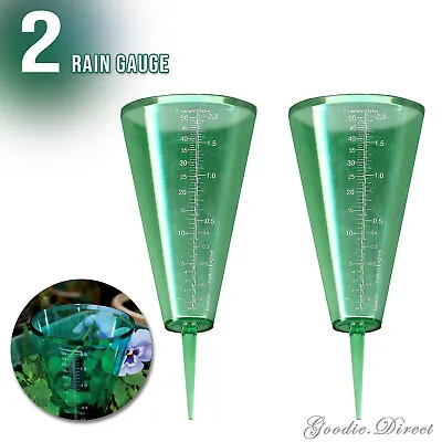 2 Pack Outdoor Rain Gauge Green Tildenet T22 Rain Gauge Measures Sprinkler Fall • £13.95