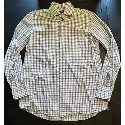 Hugo Boss Sharp Fit Button Up Shirt Size 16/34-35 Gray Plaid • $17.99