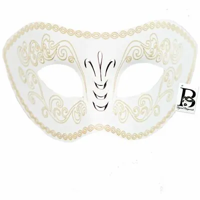 Mens Leather Masquerade Ball Mask Halloween Wedding Mardi Gras Party Mask White • $19.95