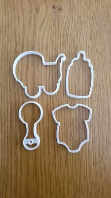 Baby Shower Cookie Cutters Biscuit Fondant Baby Grow Bottle Dummy And Pram • £3.99